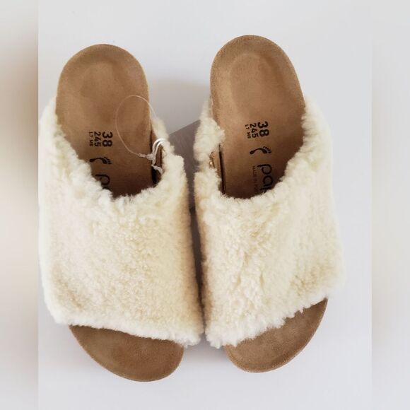 NWT Papillio Birkenstock Namica Teddy Eggshell Women's Wedge Sandal Size… - Picture 2 of 11